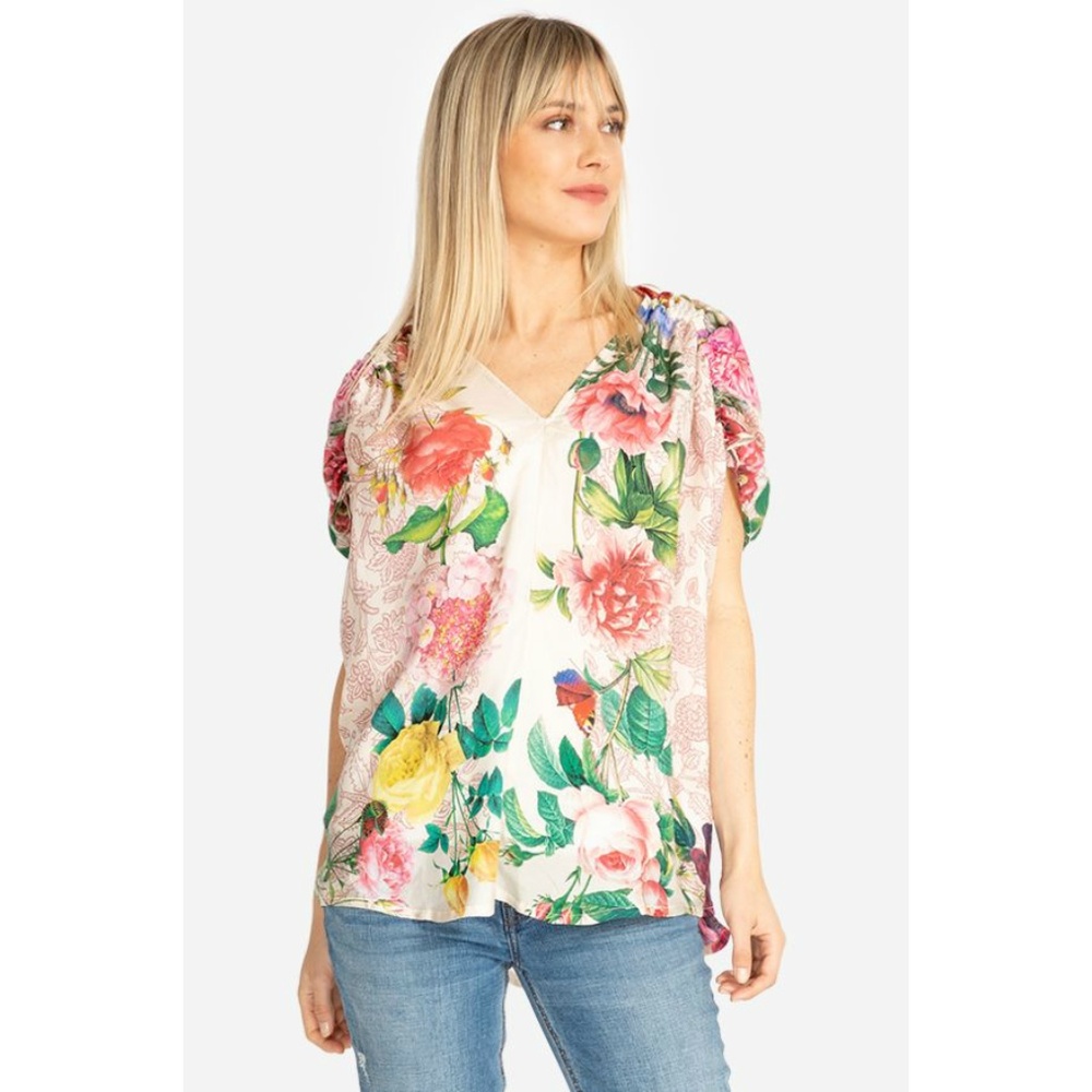Johnny Was Botan Silk Floral Boho Blouse - Picture 2 of 6
